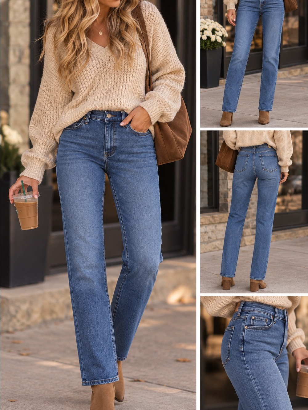 Express Women's Straight Leg Jeans in Medium Blue
